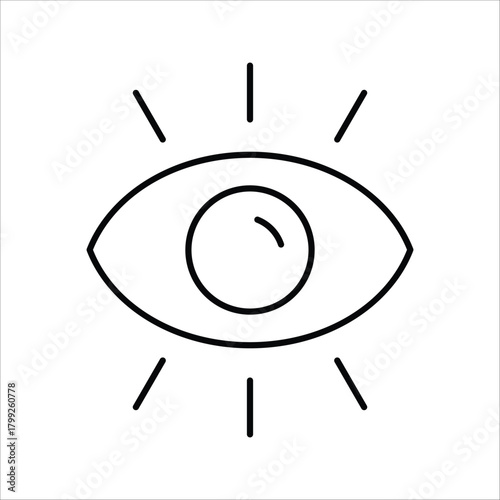 Modern minimalist line art icon representing vision, insight, and perception, ideal for user interface design and conceptual graphic elements related to observation and awareness