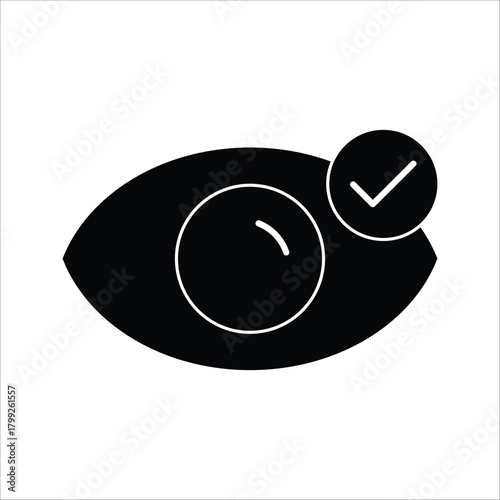 Abstract graphic of an eye with a superimposed checkmark, indicating visibility confirmed, content reviewed, or a successful action in various digital design contexts