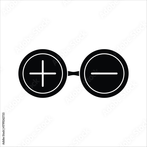 Minimalist conceptual graphic showing distinct plus and minus symbols, embodying the fundamental concept of balance, choice, increase, and decrease for modern design