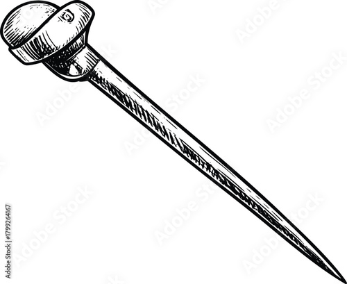 Black and white sewing needle illustration