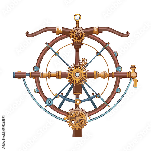 Golden royal scepter with large blue diamond crystal and intricate sunburst design for king or queen jewelry