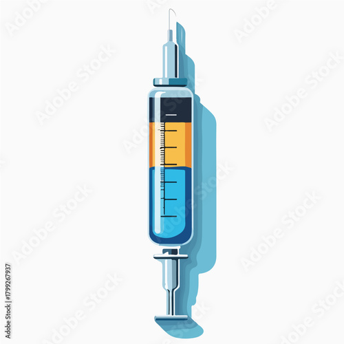 Flat vector syringe in safe clean style, no fluid shown