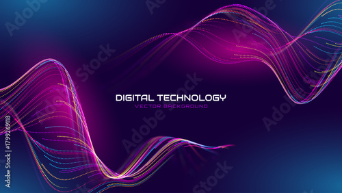Cyber Big Data Flow Particles Bokeh. Digital Neural Network. Concept of AI Artificial Intelligence Technology Machine Deep Learning. Digital Communication. Science Technology Presentation Vector.