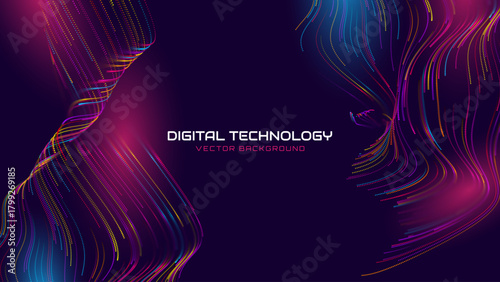 Cyber Big Data Flow Particles Bokeh. Digital Neural Network. Concept of AI Artificial Intelligence Technology Machine Deep Learning. Digital Communication. Science Technology Presentation Vector.