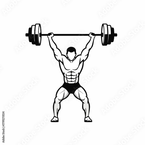 vector silhouette of a weightlifter with a white background