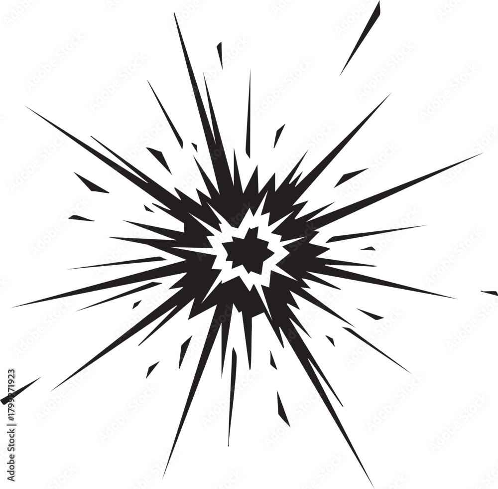 Obraz premium 放射状に広がるエネルギー：シャープな集中線で表現されたモノクロームのパワフルなエクスプロージョン