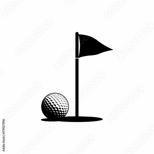 golf ball vector silhouette on the side of the hole