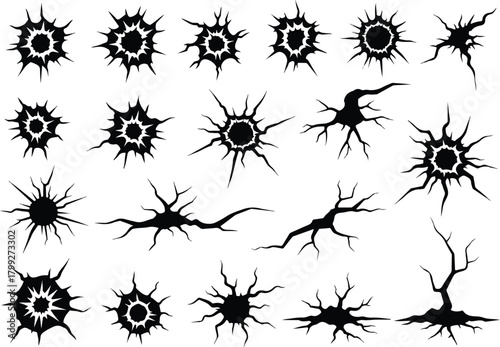 High-Contrast Black Ruptures and Cracks Collection