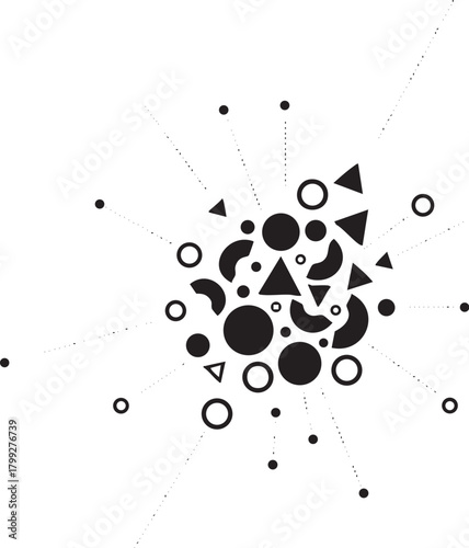 点と線で織りなす分散と集合：モダンな情報通信を象徴するサイエンス・アブストラクト