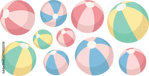 Colorful Beach Balls in Summer Scene for Kids and Outdoor Play