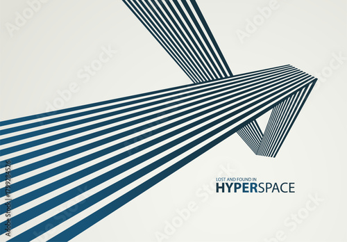 Lines in space perspective vector abstract background, optical illusion surreal art, aggressive shapes and speed feeling, dynamic forceful motion, op art.