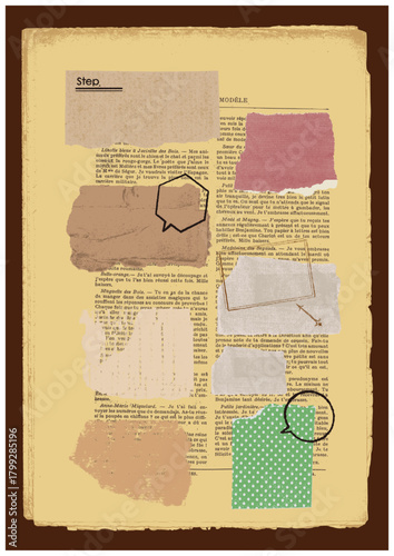 敗れた紙 ページのあしらい 装飾 古いページの背景 吹き出し ベクター 