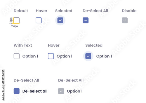 UI Checkbox and Radio Button States and Variations Keywords: checkbox, radio button, UI, user