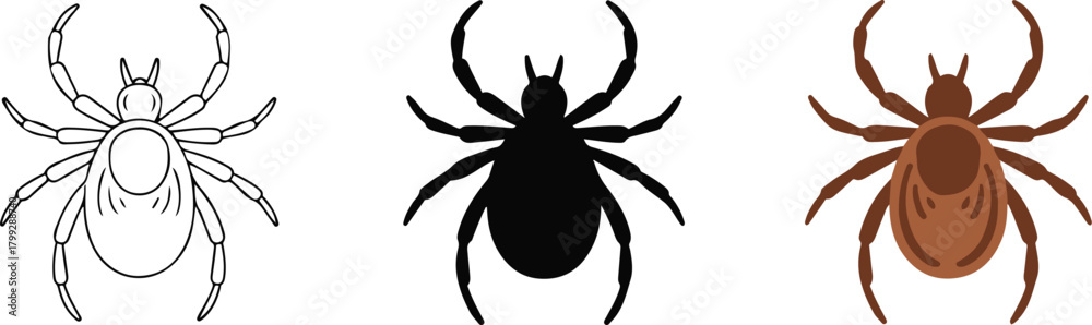 Obraz premium Vector silhouette icon of a black deer and spider, perfect for a nature tattoo illustration