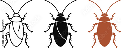 Vector silhouette illustration of a black insect beetle bug isolated on a white background