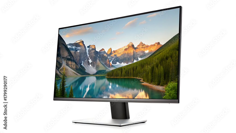 Fototapeta premium Ultrawide Monitor Mockup with Thin Bezels Isolated on White Background