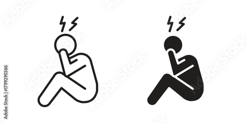 Stressed human icon illustrations collection. editable stroke outline and flat style