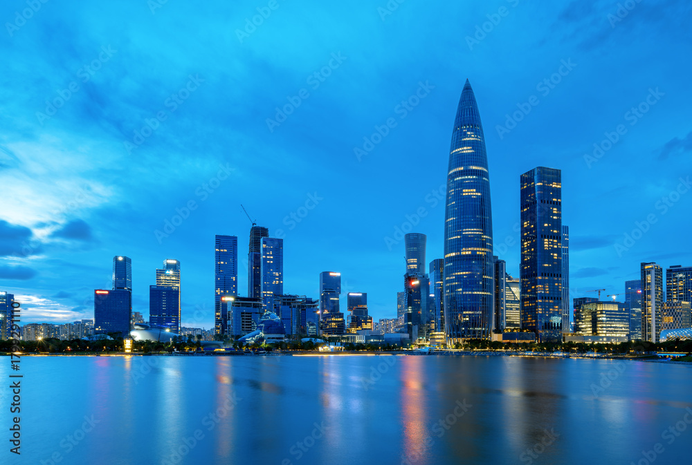 Obraz premium Central business district night view, Shenzhen, China.