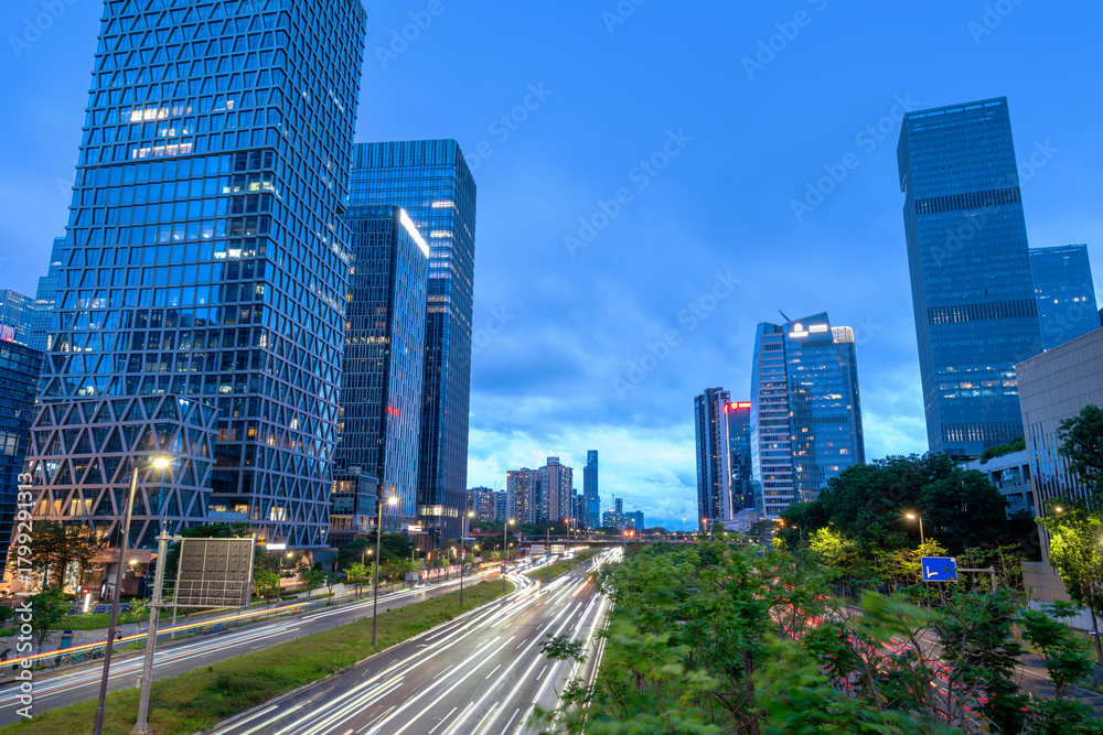 Fototapeta premium Skyscrapers in the city of technology, China is Shenzhen.