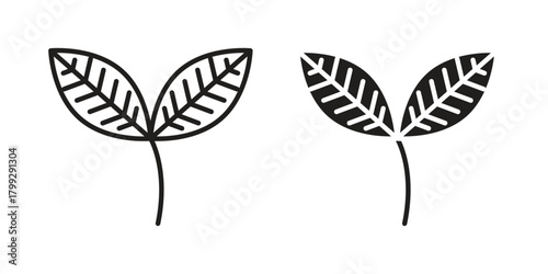 Tea leaves icon illustrations collection. editable stroke outline and flat style