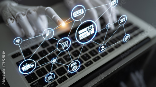 Fotografi Artificial intelligence manages digital gift card systems, enabling secure redemption, personalized offers, and seamless integration with online shopping platforms
