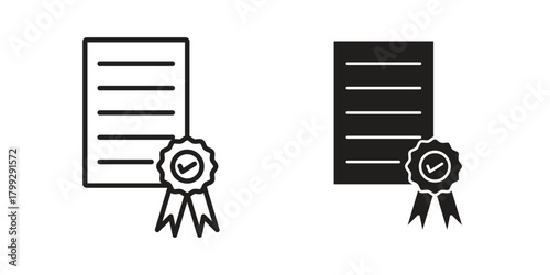 Thesis icon illustrations collection. editable stroke outline and flat style