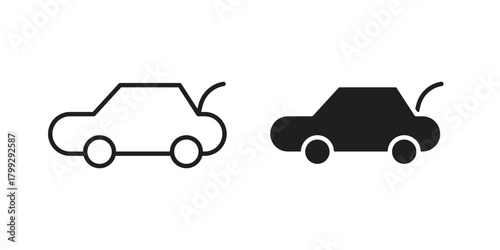 Trunk open icon illustrations collection. editable stroke outline and flat style