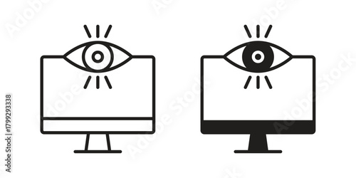 Visualization icon illustrations collection. editable stroke outline and flat style