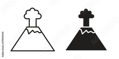 Volcano icon illustrations collection. editable stroke outline and flat style