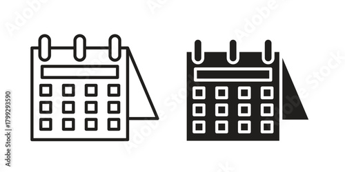 Wall calendar icon illustrations collection. editable stroke outline and flat style