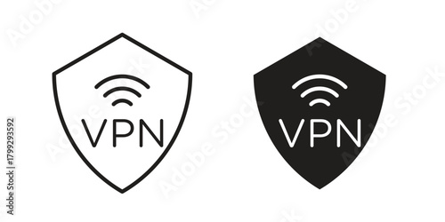 Vpn icon illustrations collection. editable stroke outline and flat style