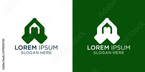 Logo design a house or home built with hands, conveying real estate, construction, or family values in a minimalist and elegant style, perfect for branding