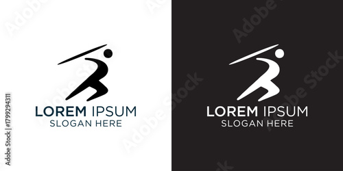 Javelin thrower logo design for sports brand, fitness app, or athletic club - conveys strength, agility, and competitive spirit perfect for branding and marketing materials