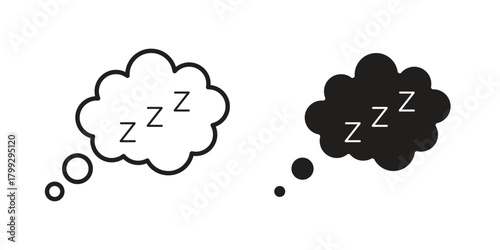 Zzz icon illustrations collection. editable stroke outline and flat style