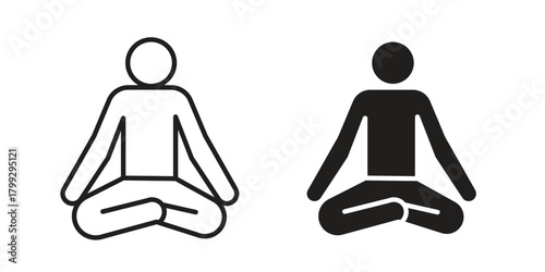 Yoga posture icon illustrations collection. editable stroke outline and flat style