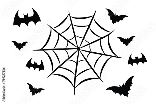 spooky Halloween dividers, bats and spiders. vector ilustration.
