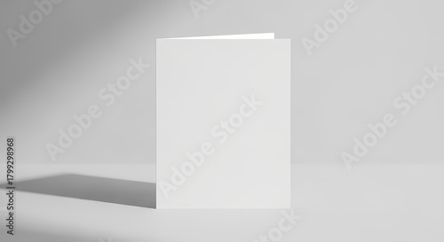 Blank White Greeting Card Mockup with Soft Shadow and Natural Light Perfect for Design Presentations