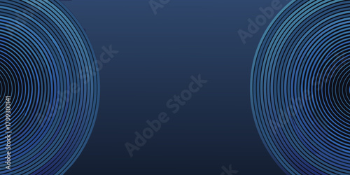 Abstract blue circular ripples on a dark blue gradient background