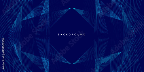 Abstract geometric background with radiating blue lines and a central empty space for text