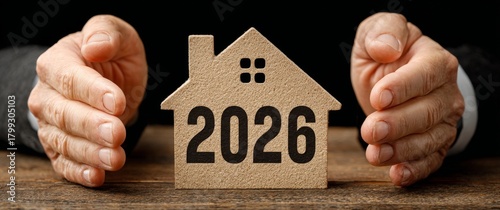 Hands Protecting House Symbol with Year 2026