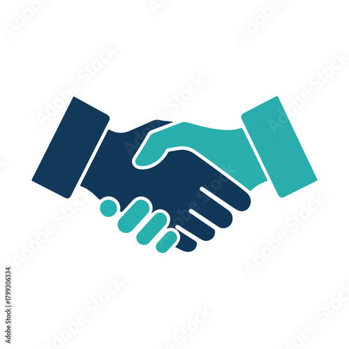 Handshake Icon Blue and Teal Agreement Symbol for Business