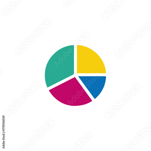 Free Download Vibrant Pie Chart with Four Colored Sections on White - GFXLoad