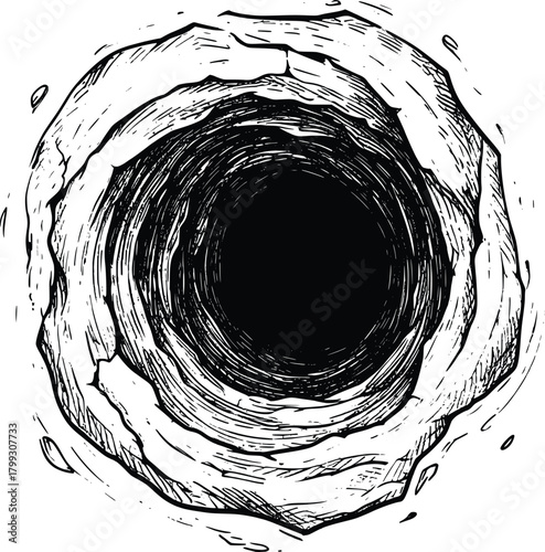 Black and white Vintage Cave Drawing 