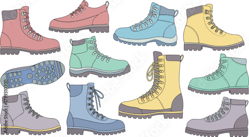 Colorful Hiking Boots Collection in Pastel Shades for Outdoor Adventure