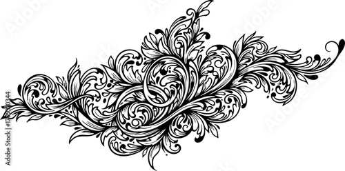 Elegant flourish design element adds sophisticated vintage charm to invitations, cards, and decorative projects