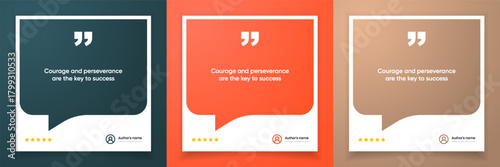 3D bubble testimonial banner, quote, infographic. Social media post template designs for quotes. Empty speech bubbles, quote bubbles and text box. Vector Illustration EPS10.