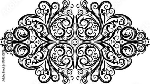 Elegant black ornate flourish design adds sophisticated detail to invitations, stationery, and decorative projects