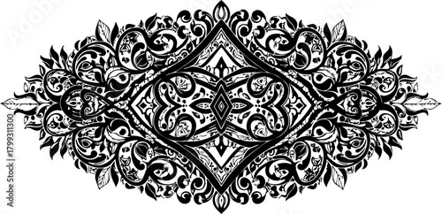 Fotografia Elegant ornamental flourish design with intricate floral and leaf motifs, perfect for decorative accents and sophisticated branding projects