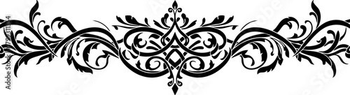 Elegant black ornamental flourish design adds vintage charm and sophisticated detail to any creative project, instantly elevating visual appeal.