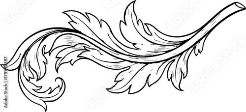 Slika na platnu Elegant ornamental flourish design, a classic decorative element adding sophisti